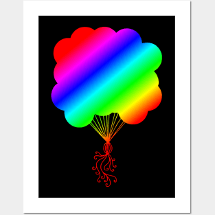 Rainbow Party Balloons Silhouette Posters and Art